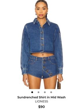 Lioness Mid Wash Cropped Denim MATCHING SET- Blue